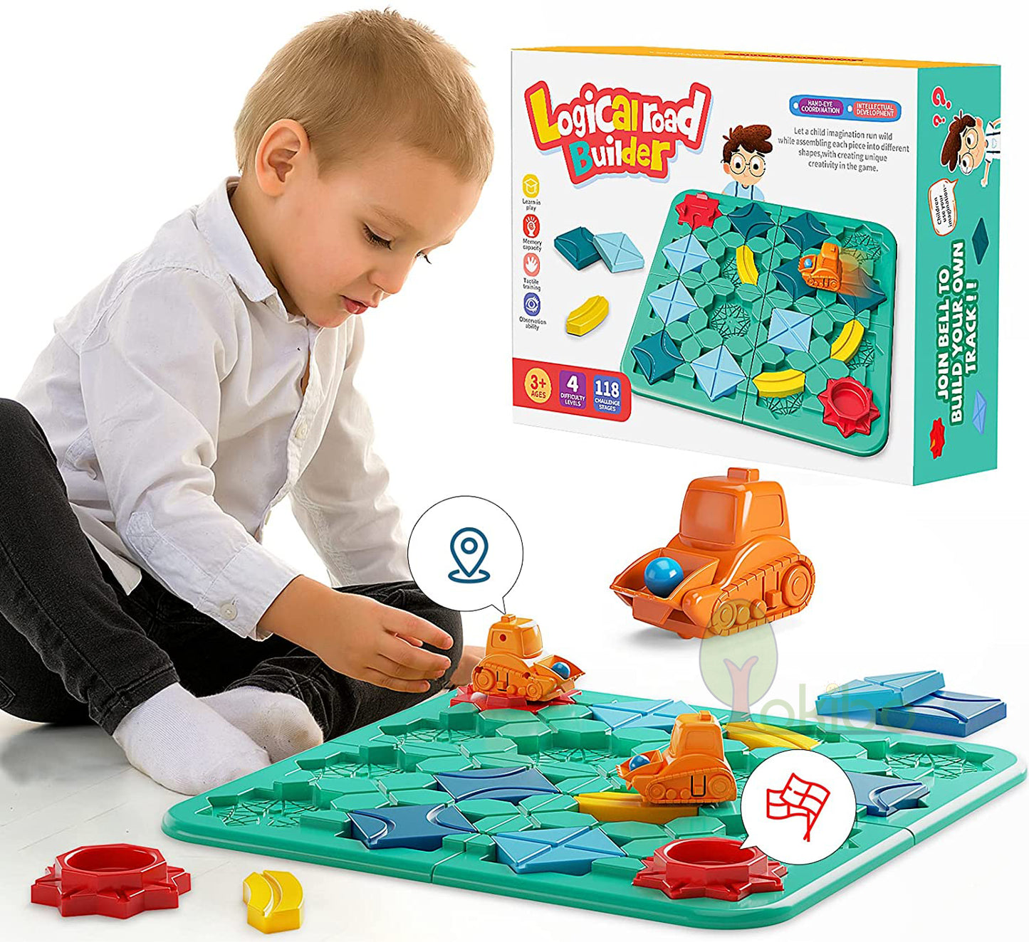 Build-A-Track Brain Teaser Puzzles for Kids Levels & 100+ Skill-Building Challenges, Fun Home, STEM Activity