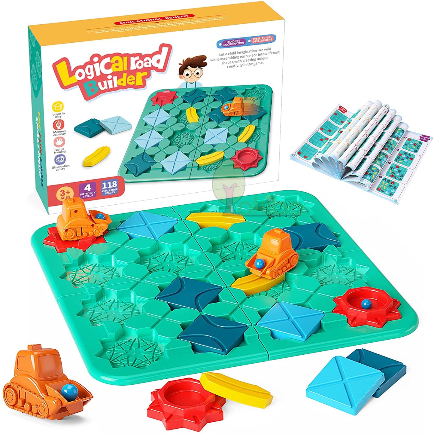 Build-A-Track Brain Teaser Puzzles for Kids Levels & 100+ Skill-Building Challenges, Fun Home, STEM Activity