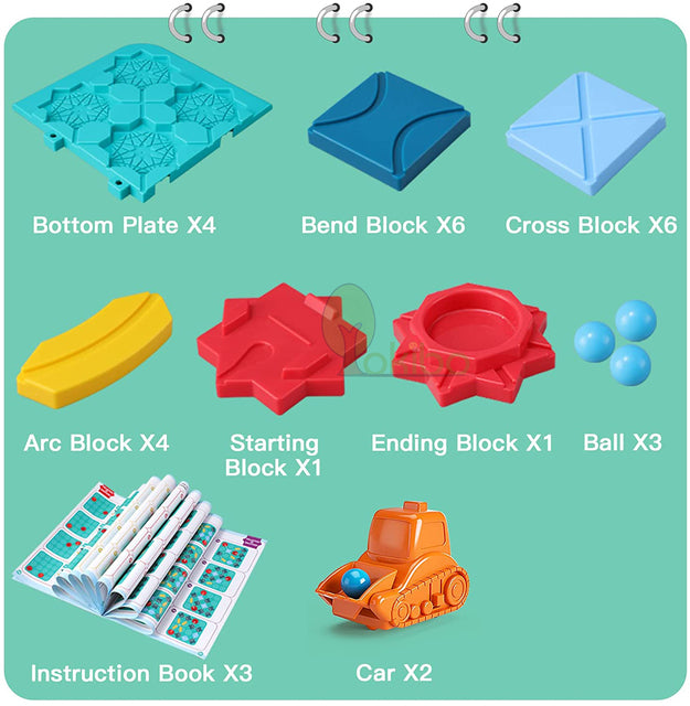 Build-A-Track Brain Teaser Puzzles for Kids Levels & 100+ Skill-Building Challenges, Fun Home, STEM Activity